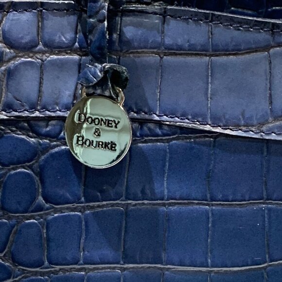 Dooney & Bourke Marine Blue Croc Embossed Leather Satchel - Picture 4 of 16